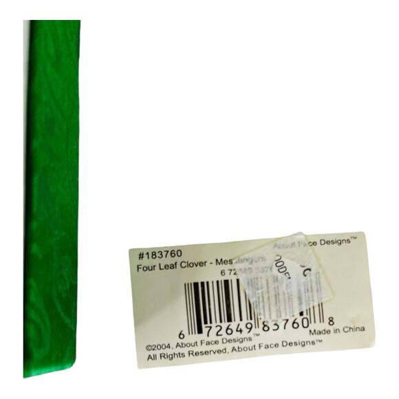 VTG Glass Four Leaf CLOVER CHARM Blessing Shamrock Figurine In Box Gold Detail - Picture 7 of 8